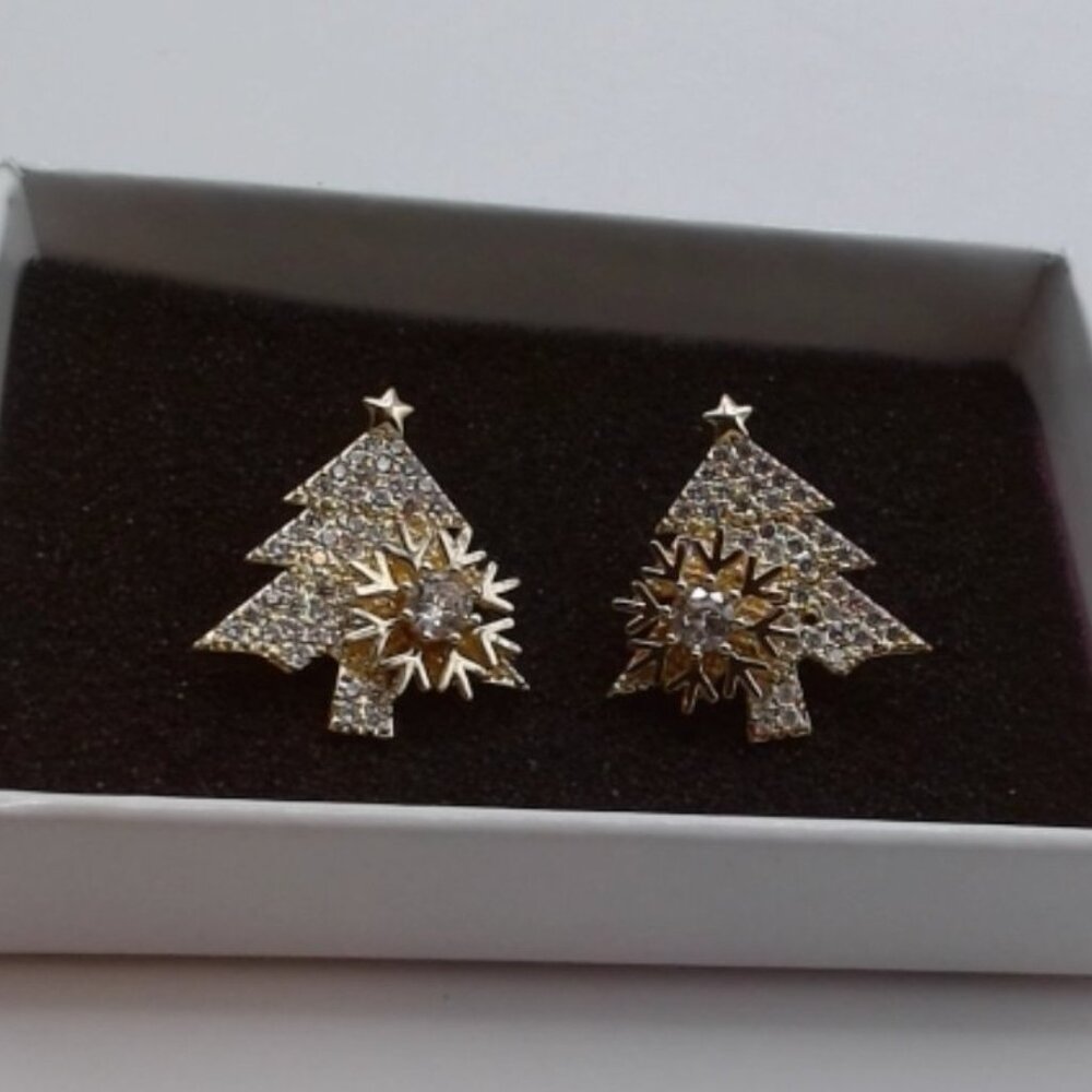 Uilz Chic & Beauty - Christmas Tree Earrings, Gold Plated**BRAND NEW IN BOX